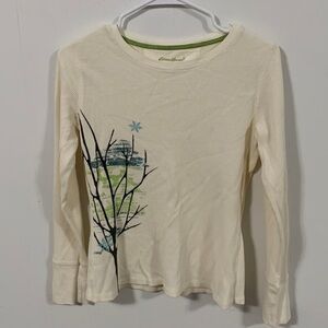 Eddie Bauer long sleeve thermal shirt outdoor design, Sz Med 100% cotton